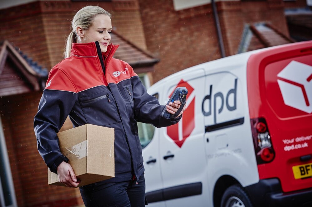DPD delivery driver with handheld