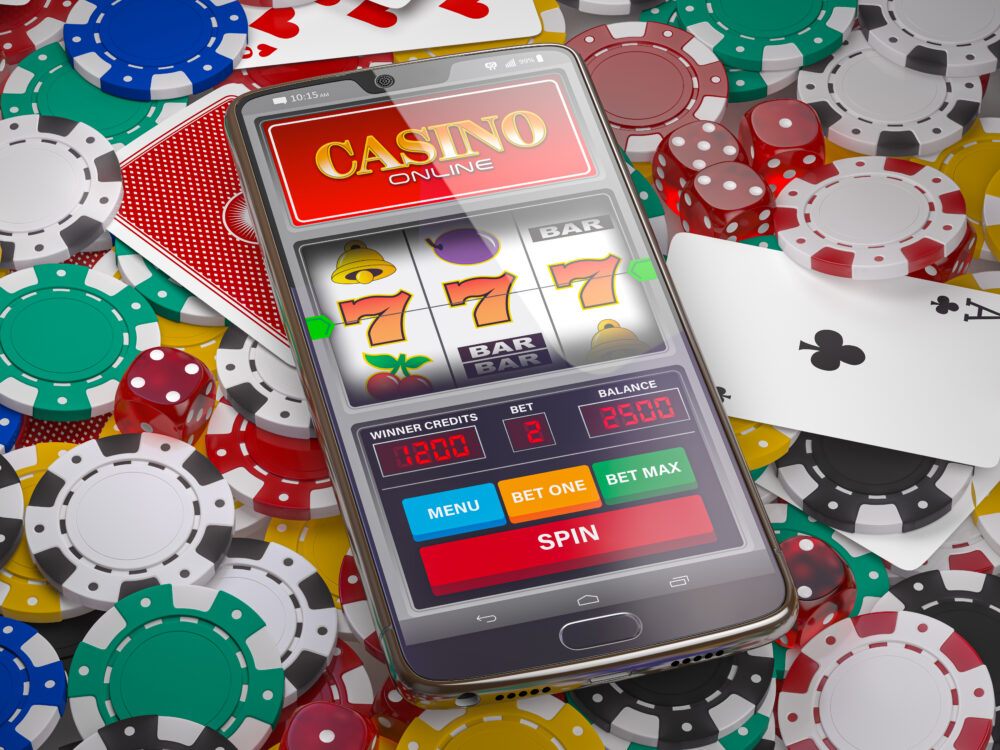 online casino slot machine on smartphone screen di MEW7SNQ